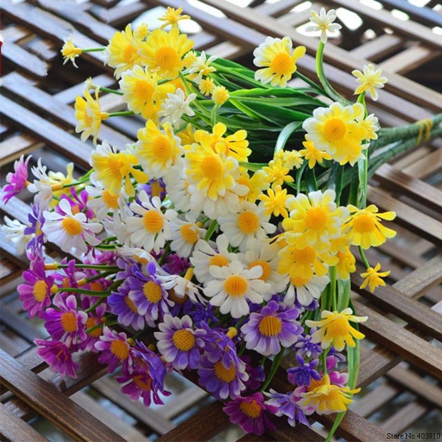 Daisy Flowers Artificial Decor, Artificial Daisy Flower Bush